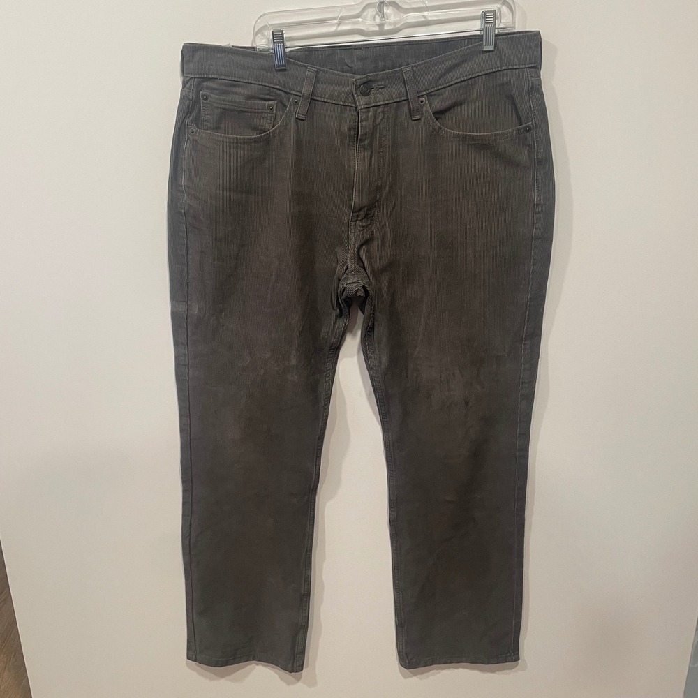 Levis 514 Straight Fit Corduroy Pants Mens 36x30‎ Charcoal Gray Stretch Trousers